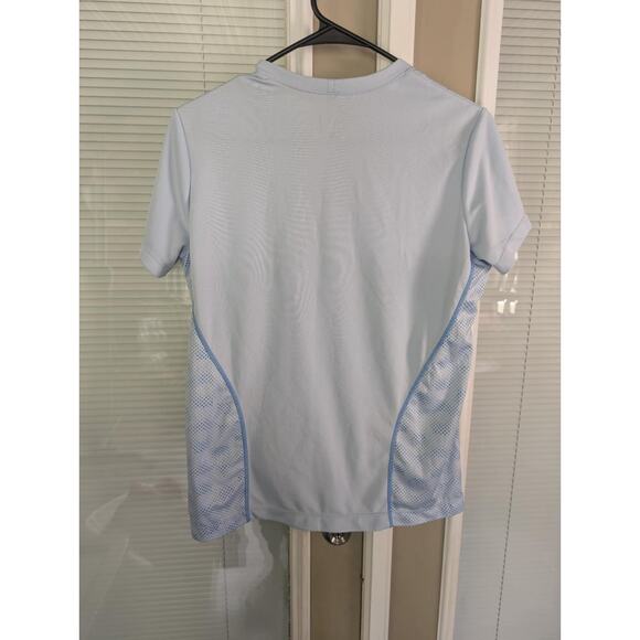 Nike Performance women's two-tone blue print stretch short-sleeved t-shirt Sz L - Picture 4 of 6